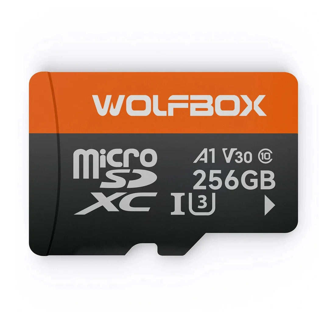 WOLFBOX 256GB microSDXC memory card U3 V30 orange and black