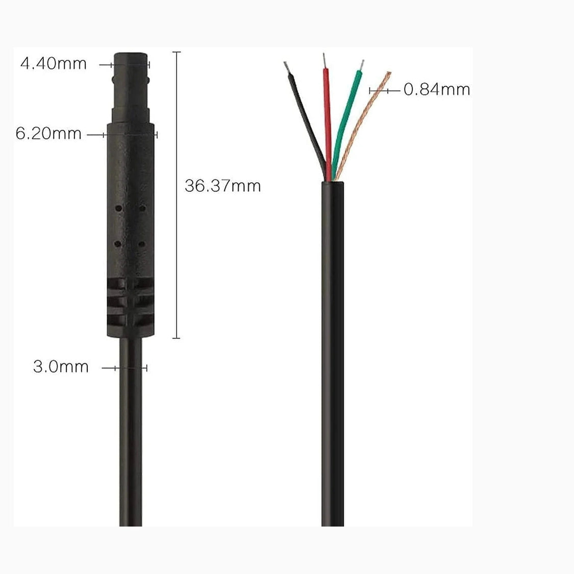 WOLFBOX G900 Pro rear cam cable technical diagram showing connector dimensions and internal wiring