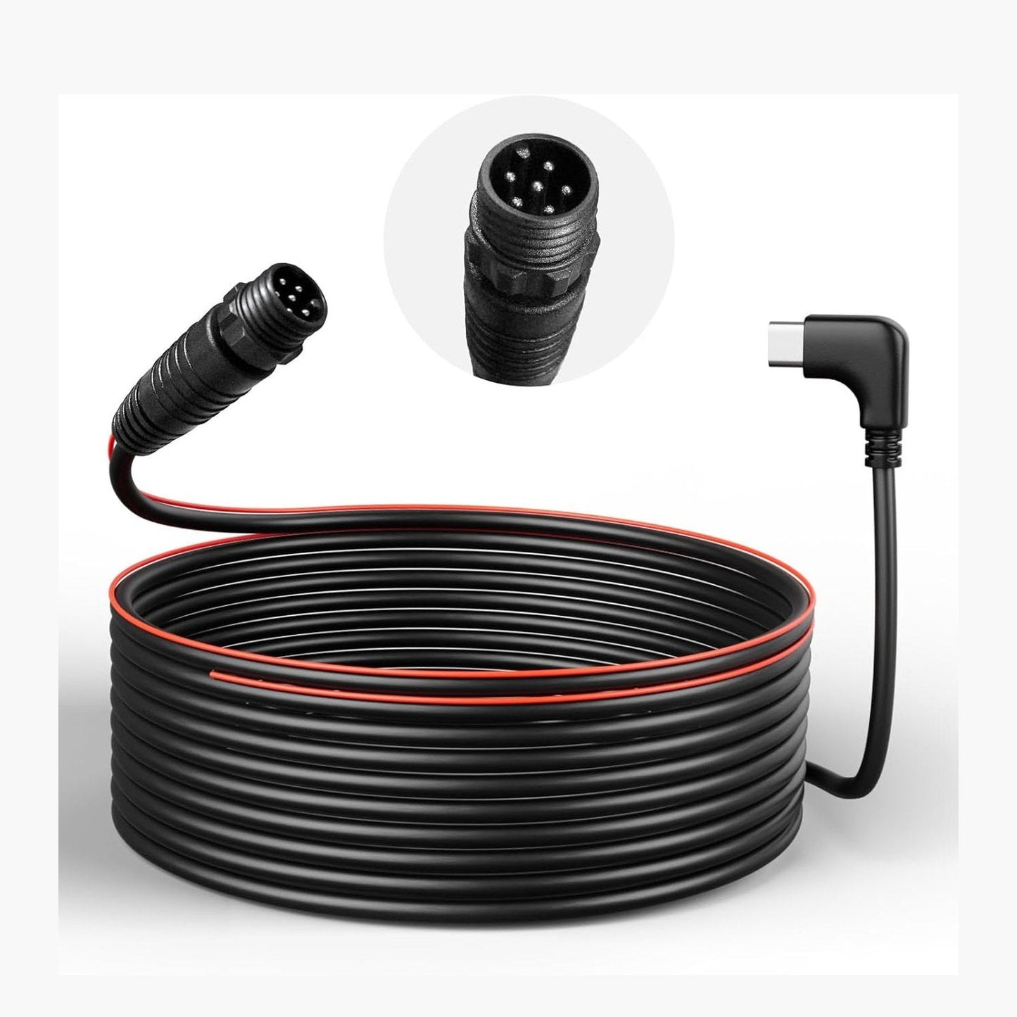 WOLFBOX G900 Pro rear camera cable with USB-C 6-pin waterproof plug and extended length
