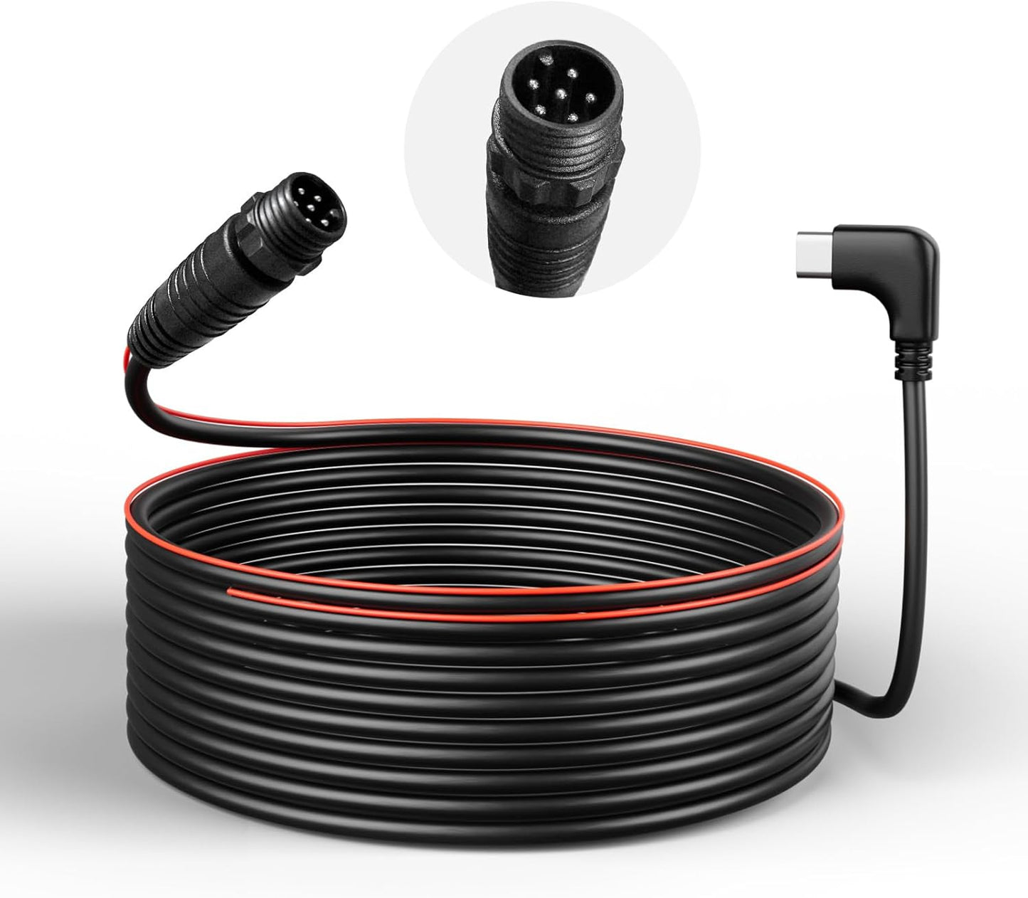 WOLFBOX G900 TriPro + G900 Pro V2 Longer Rear Cam Cables – USB-C 6-Pin Waterproof Plug