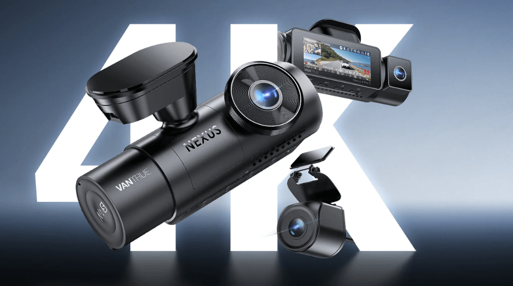 Vantrue N4 Pro S three-channel dash cam, front, cabin and rear units