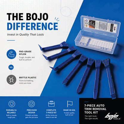 Bojo 7-piece glass-filled nylon trim removal tool kit with hard case