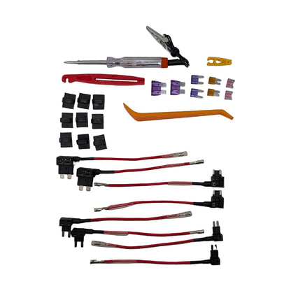 Complete hardwire kit with colored fuses, connectors and wire assemblies