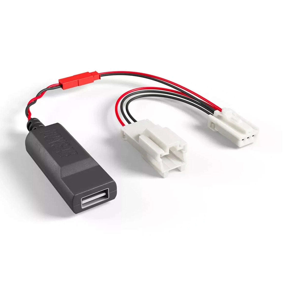 Dongar Classic hardwire adapter with USB-A port and red inline fuse connector