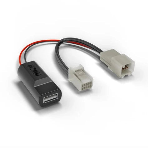 Dongar hardwire adapter with USB-A port and embossed brand logo on matte finish