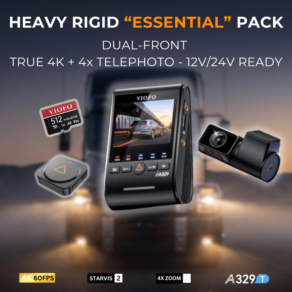 VIOFO A329T 4K dash cam essential pack for heavy rigid trucks with telephoto lens and 24V ready