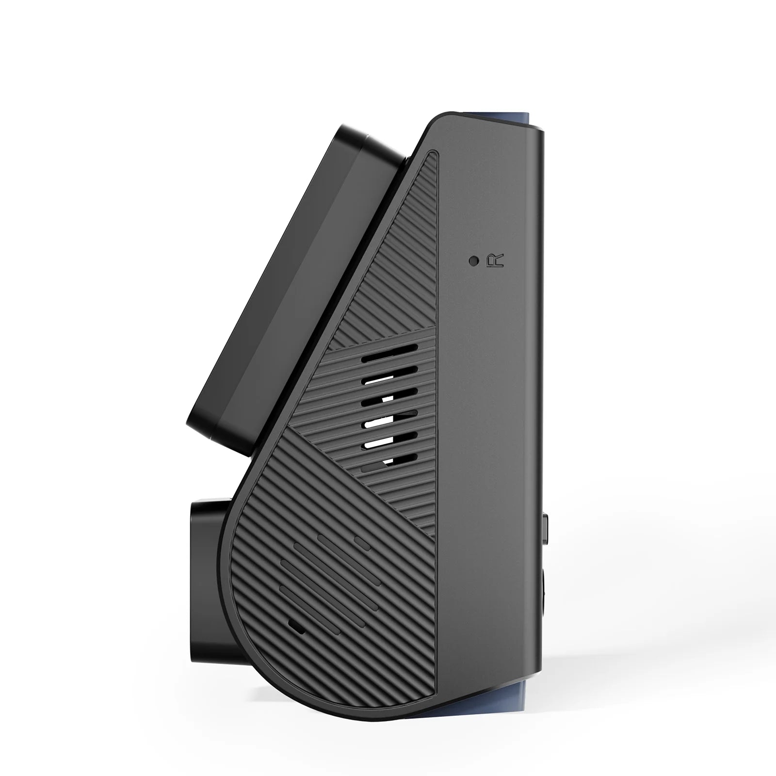 VIOFO A119M Pro side profile view highlighting compact angular design and ribbed texture