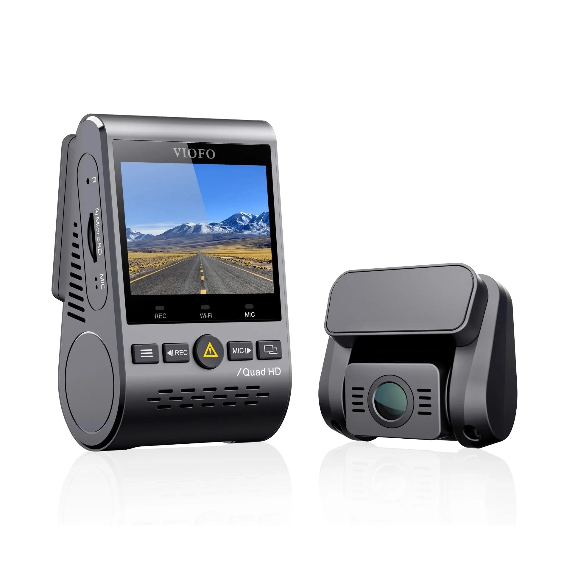 VIOFO A129 Plus Duo front and rear dash cam with 2K screen and black matte finish