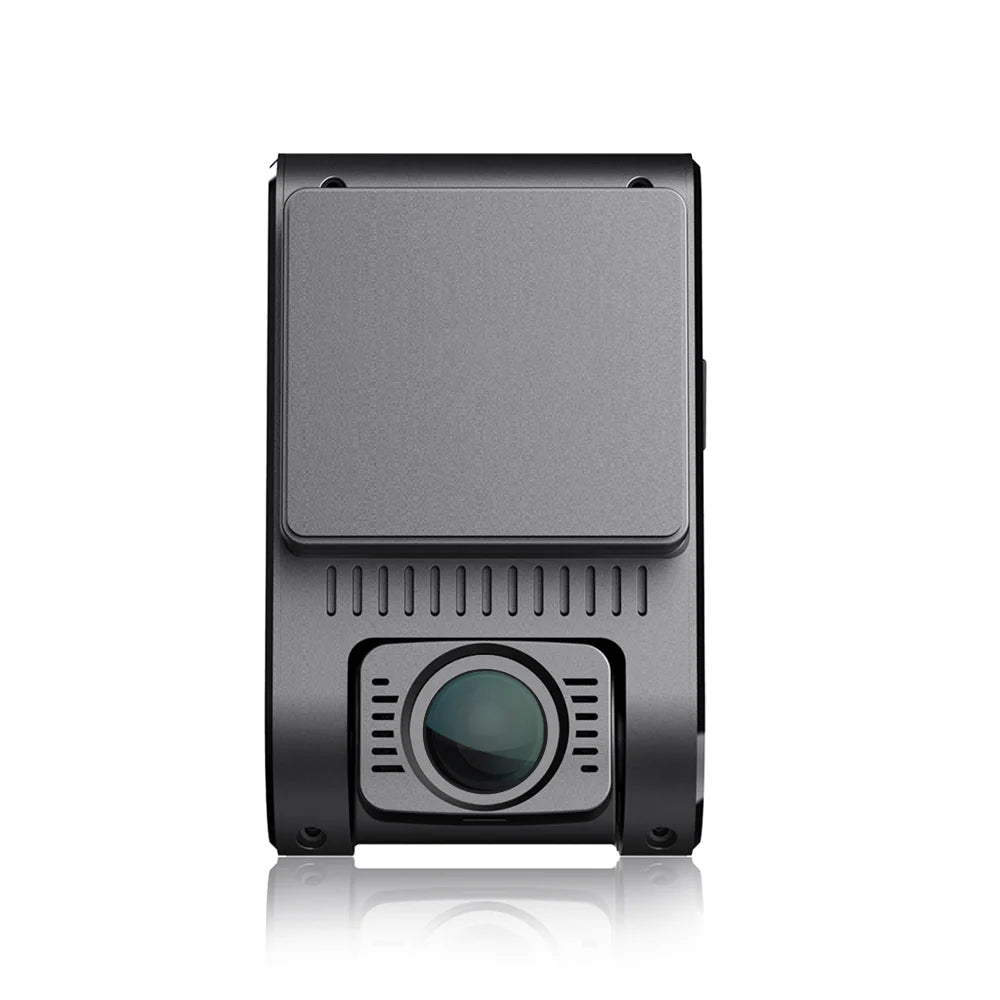 VIOFO A129 Plus Duo front view highlighting centered lens and horizontal vent slits
