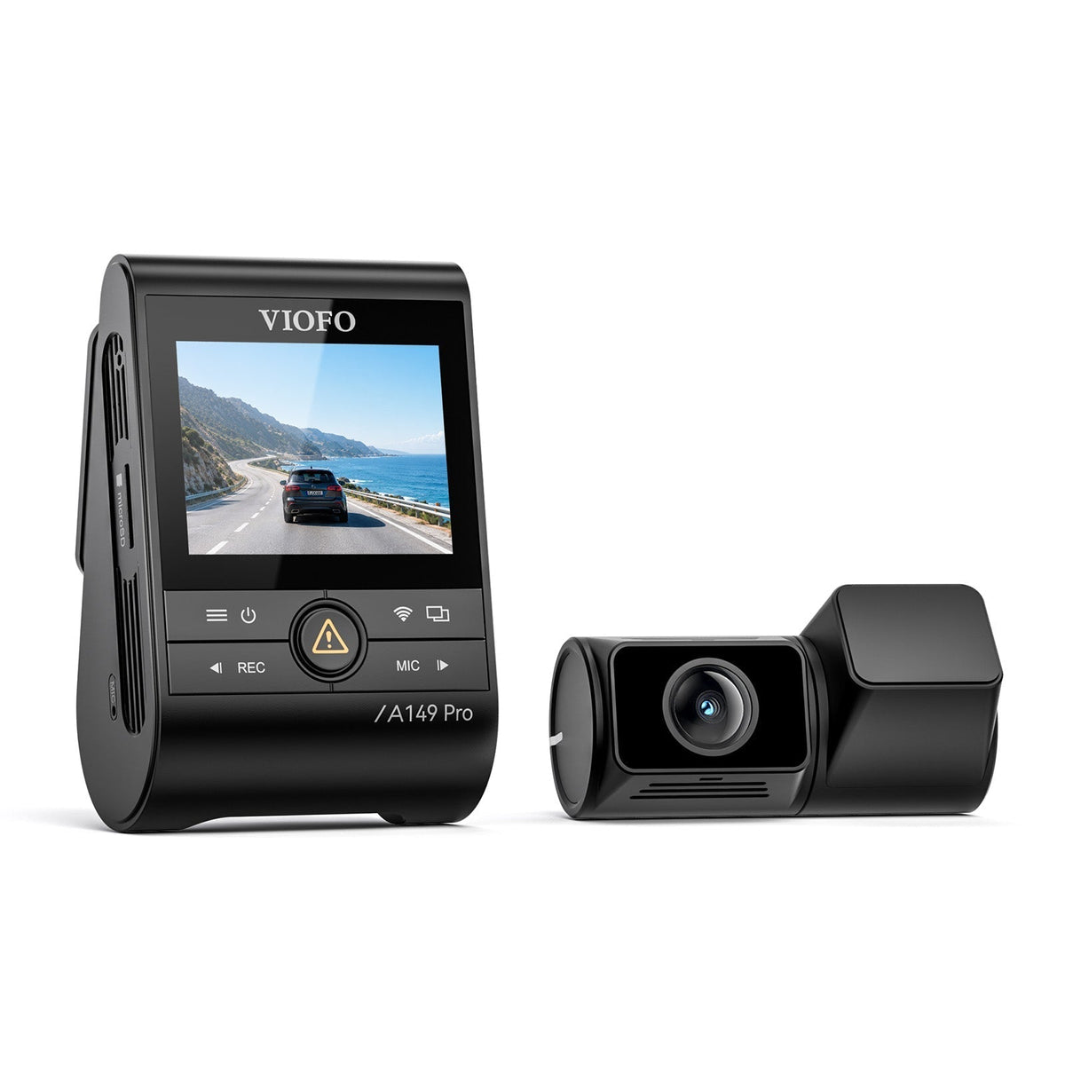 VIOFO A149 Pro Duo 4K front and 1080p rear dash cam set with LCD display