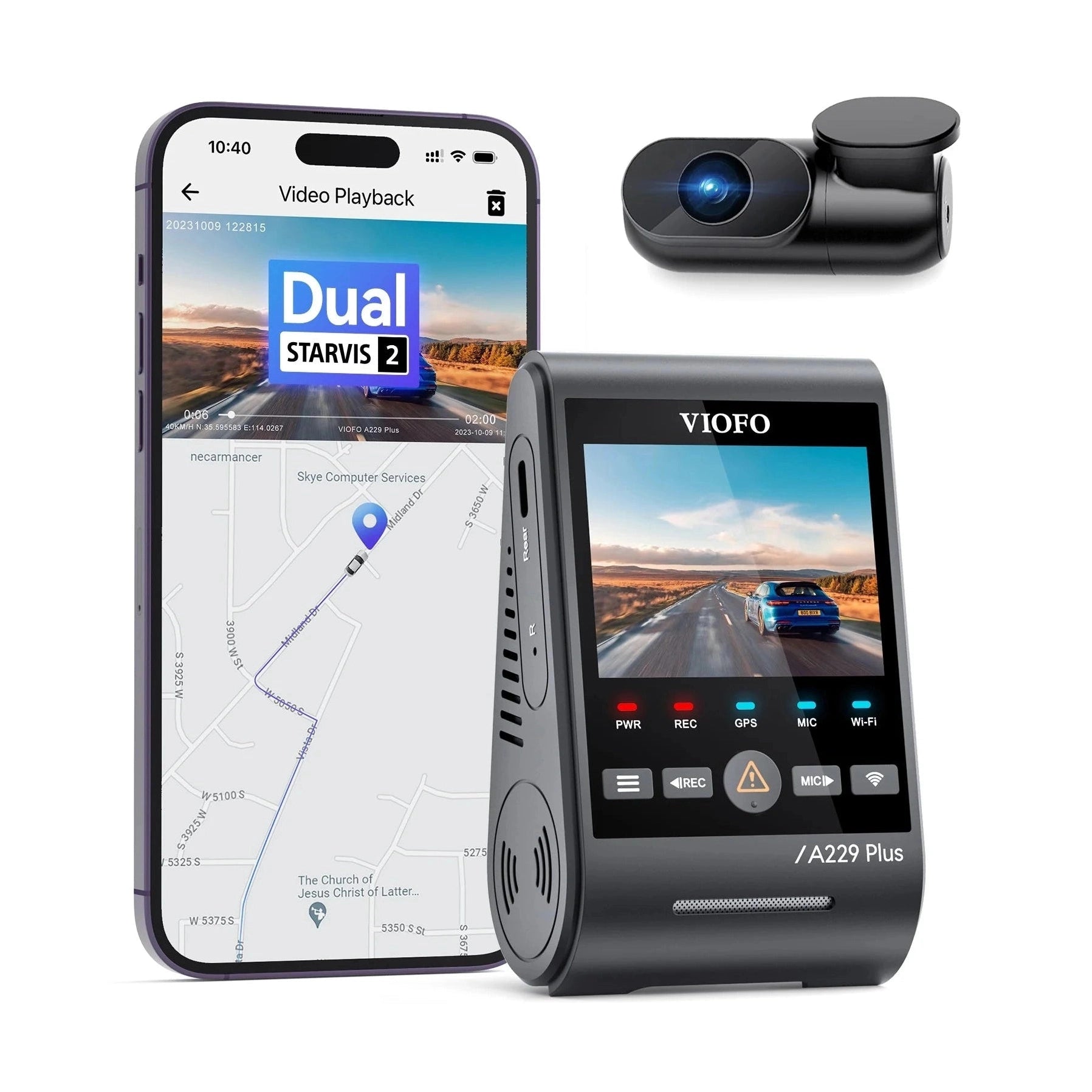 VIOFO A229 Plus 2CH front and rear dash cam system