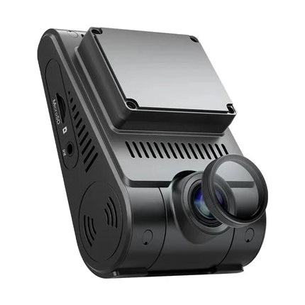 VIOFO A229 Pro side view showing ventilation slits, ports, and speaker grille
