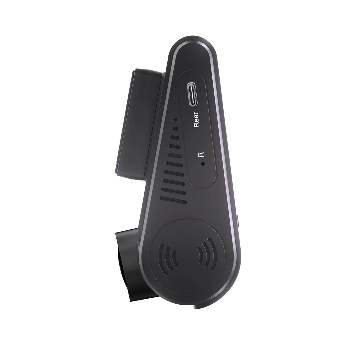 VIOFO A229 Ultra rear camera close-up with USB-C port and wireless charging pad