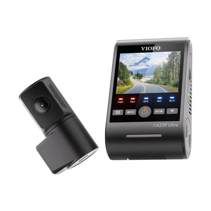 VIOFO A229 Ultra side profile showing USB-C port and ventilation slits