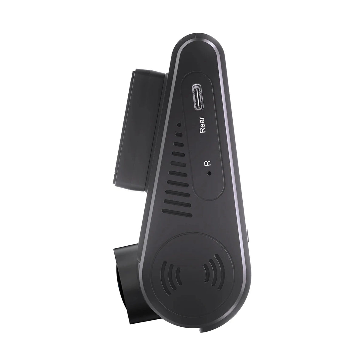 VIOFO A229 Ultra rear camera close-up with USB-C port and wireless charging pad
