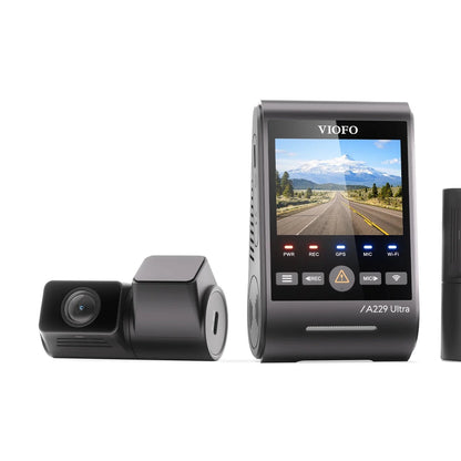 VIOFO A229 Ultra 4K dash cam kit with compact front and tall rear cameras