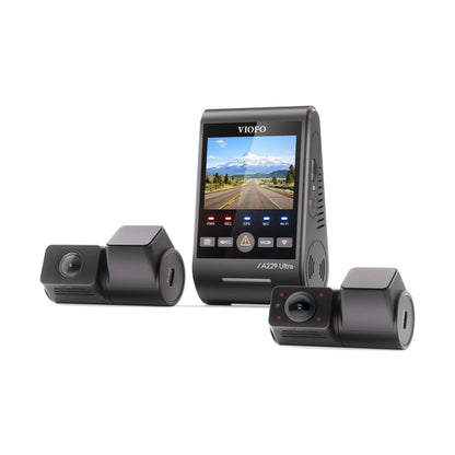 VIOFO A229 Ultra triple camera system showing side ventilation slits