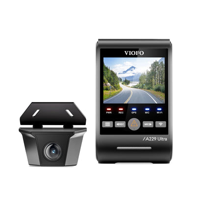 VIOFO A229 Ultra W dual 4K dash cam front and rear unit with screen and buttons