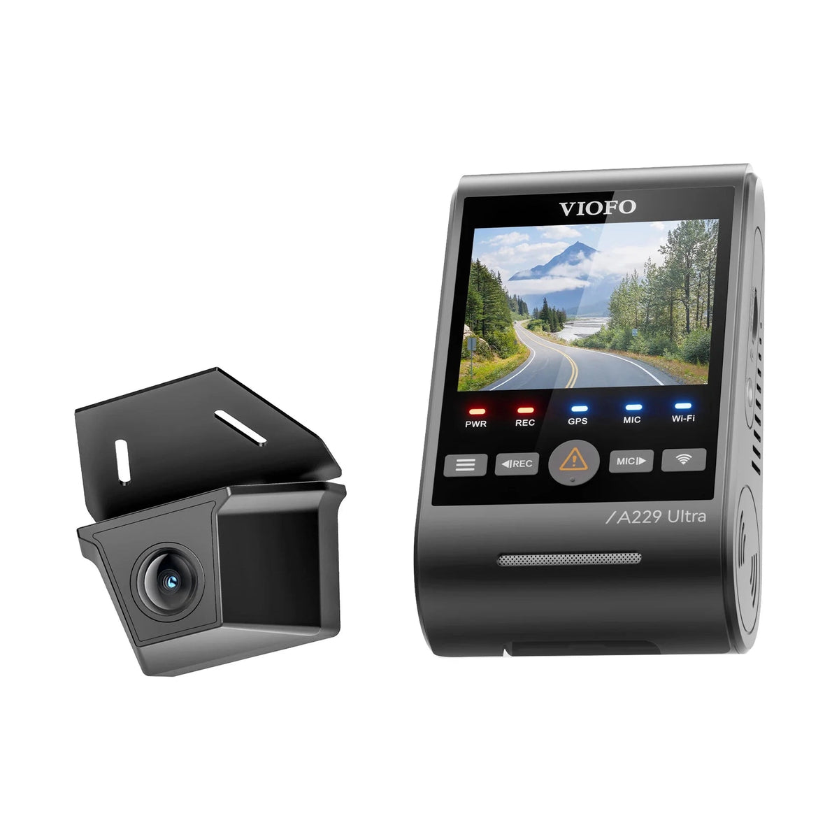 VIOFO A229 Ultra W black dual 4K dash cam front and rear cameras with open mounting slots