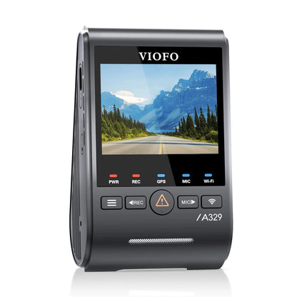 VIOFO A329S front view black dash cam with 2.4 inch screen and control buttons