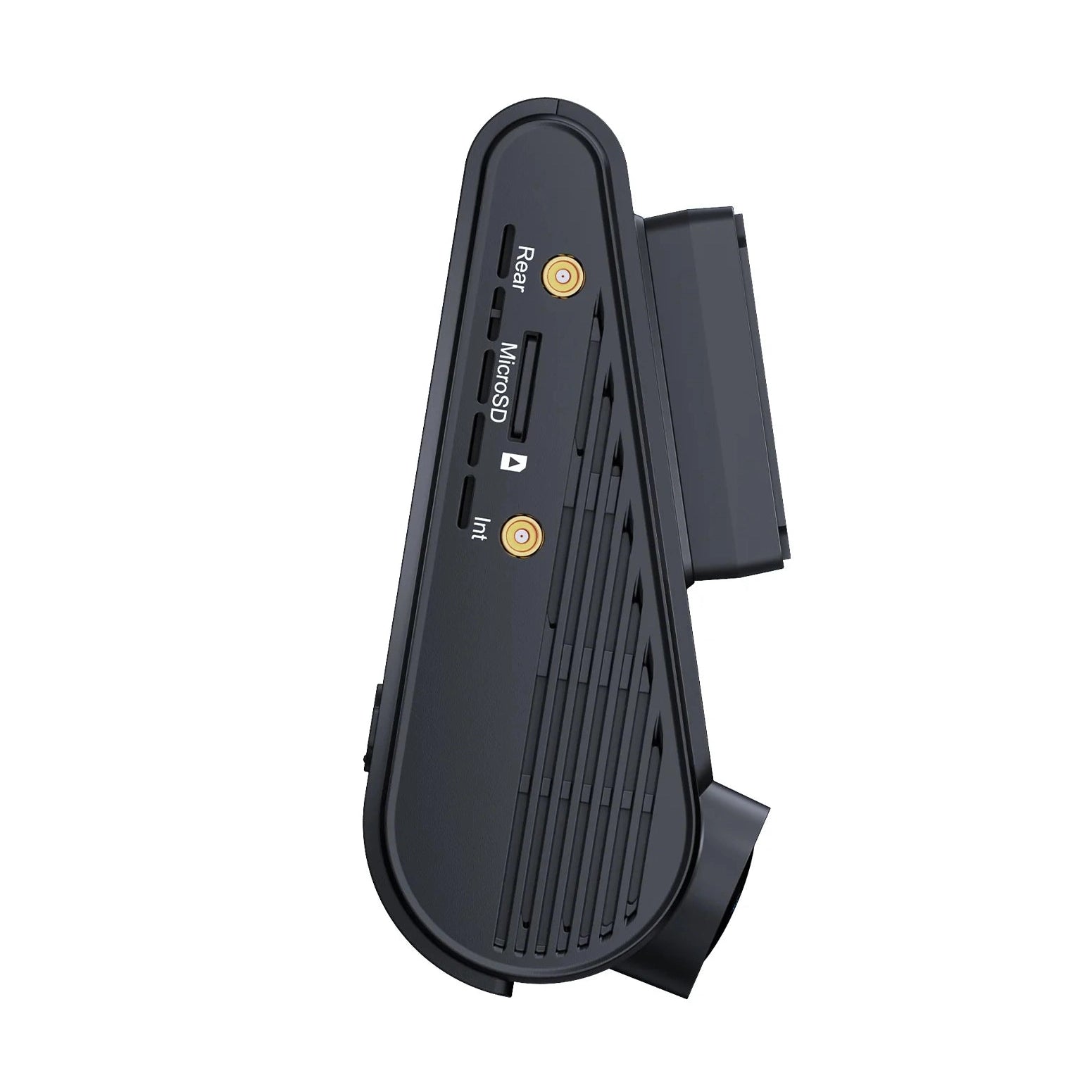 VIOFO A329S rear ports MicroSD and Rear camera input with ventilation slots