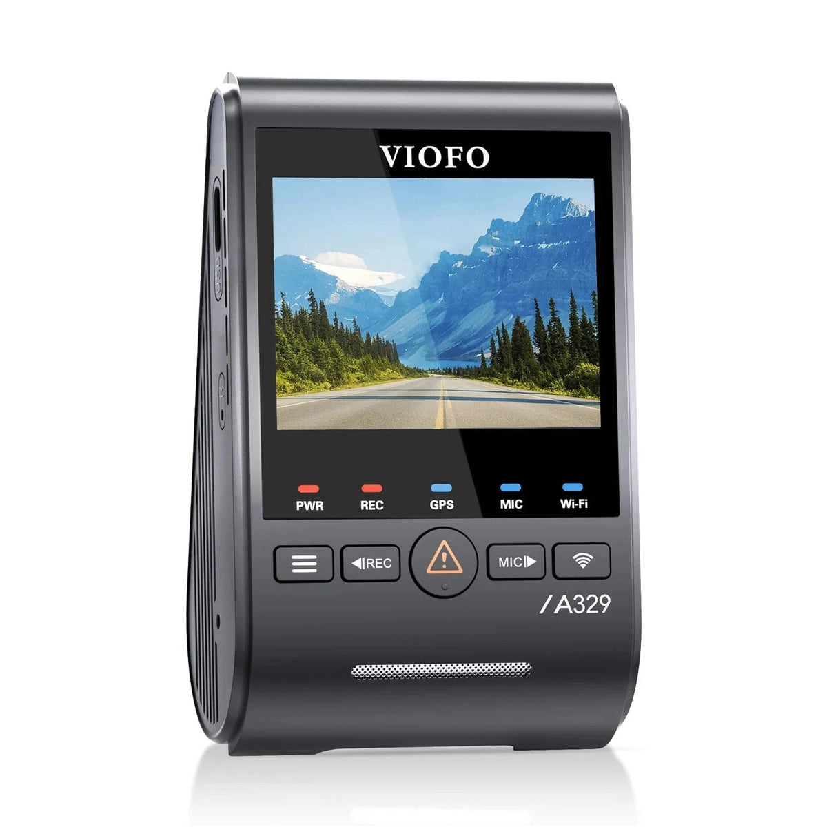 VIOFO A329S front view black dash cam with 2.4 inch screen and control buttons