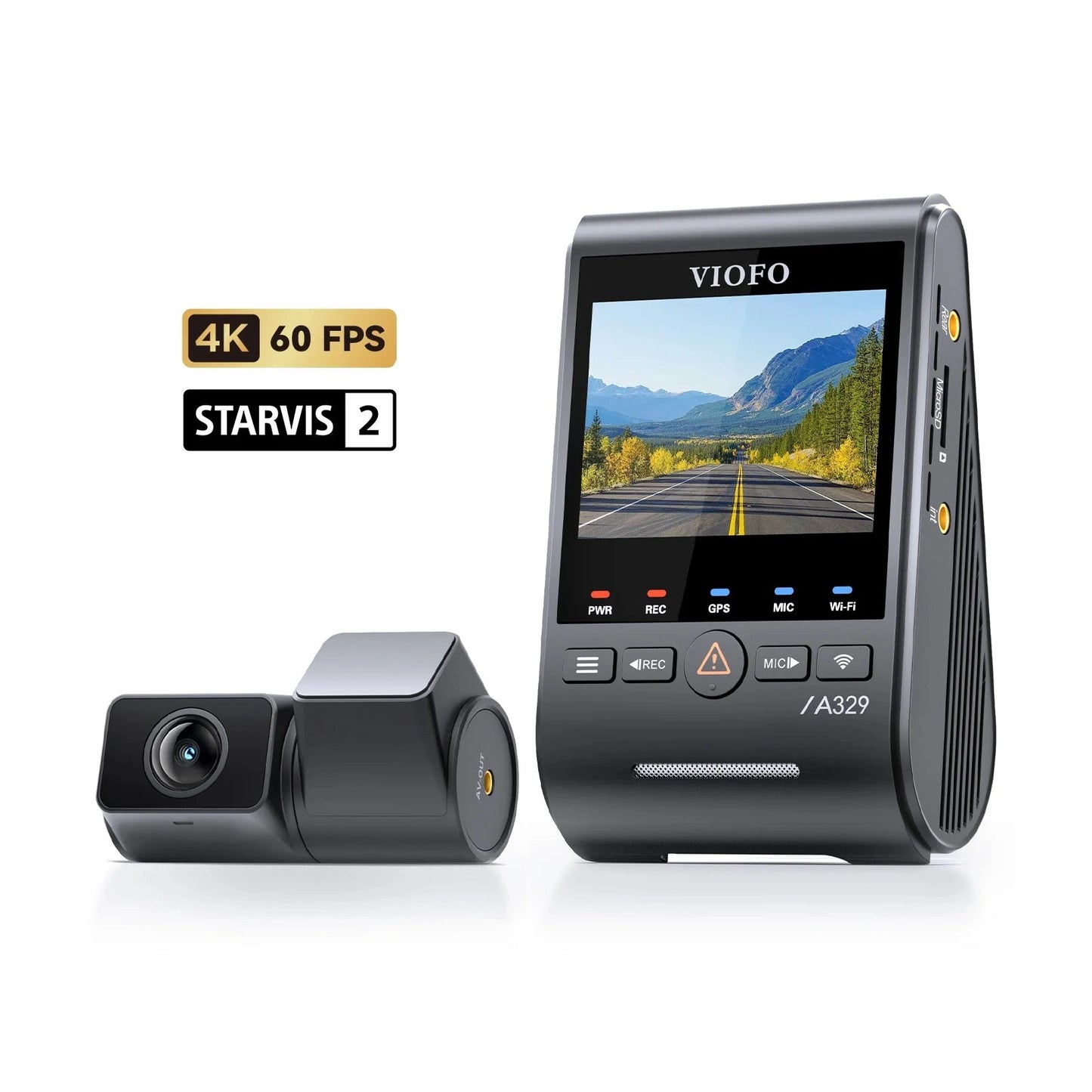 VIOFO A329S 2-CH Front + Rear Dash Cam - 4K 60 fps Wi-Fi 6 Sony STARVIS 2
