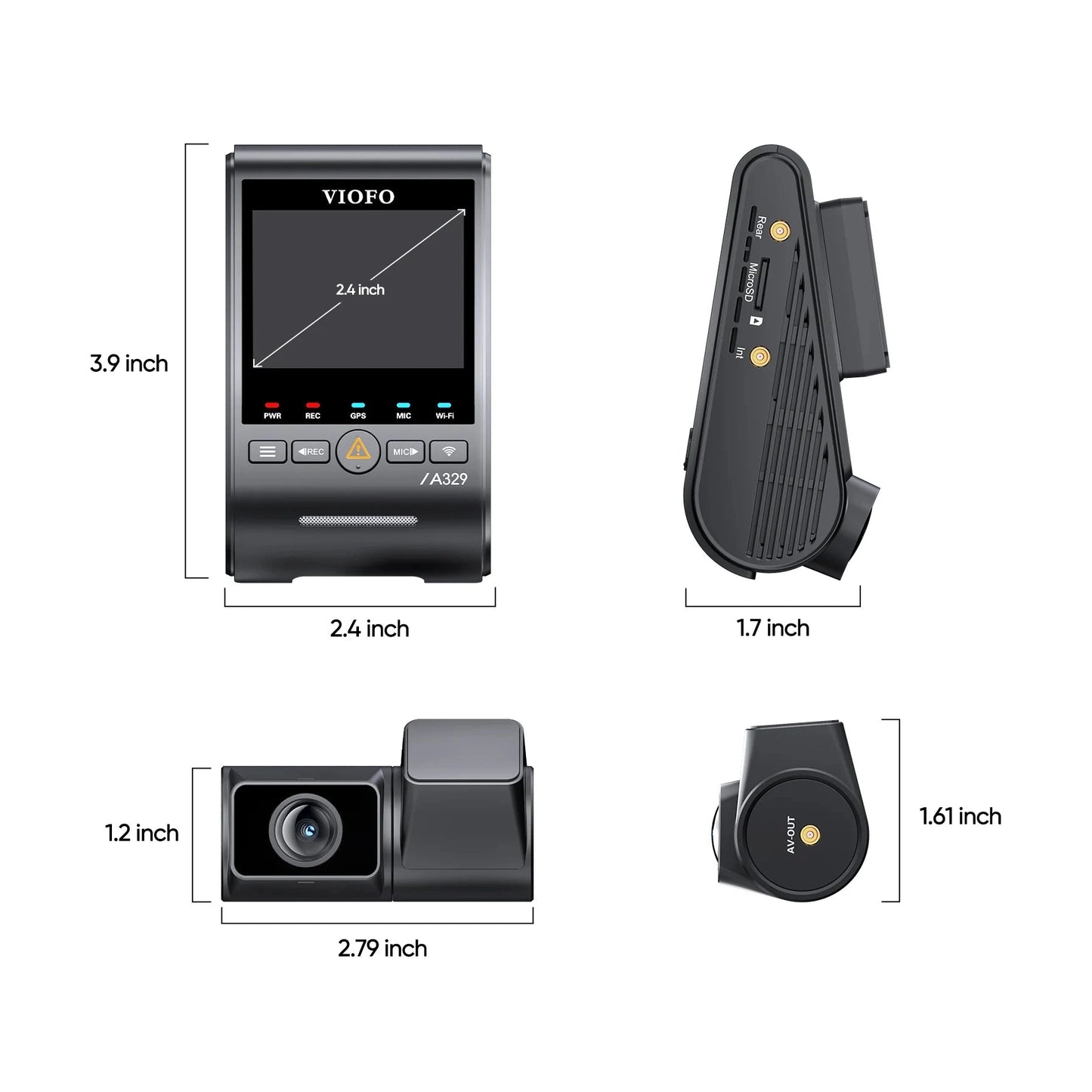 VIOFO A329S 2-CH Front + Rear Dash Cam - 4K 60 fps Wi-Fi 6 Sony STARVIS 2