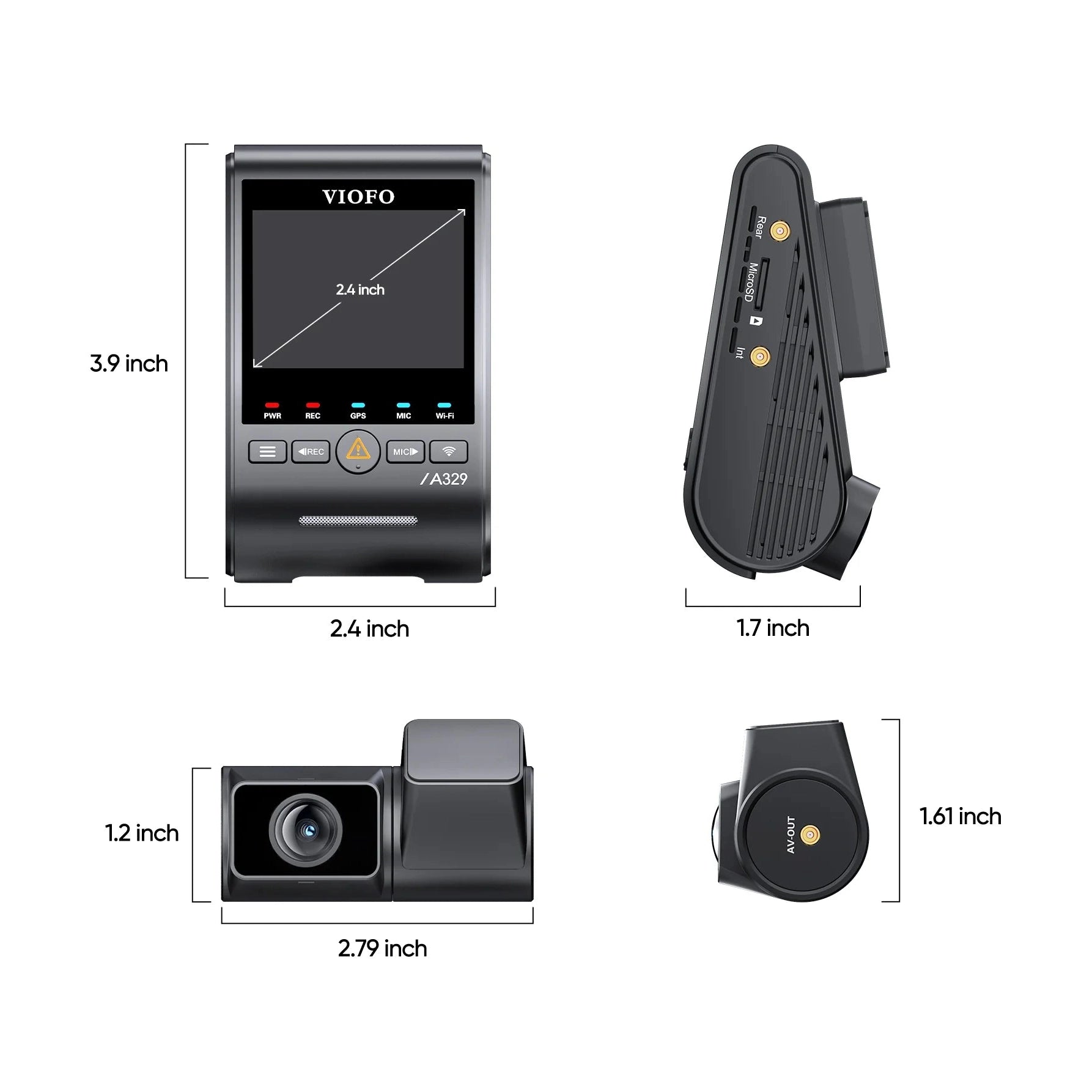 VIOFO A329S 2-CH Front + Rear Dash Cam - 4K 60 fps Wi-Fi 6 Sony STARVIS 2