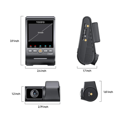 VIOFO A329S 2-CH Front + Rear Dash Cam - 4K 60 fps Wi-Fi 6 Sony STARVIS 2