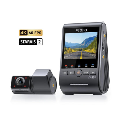 VIOFO A329S 4K 60fps STARVIS 2 dual dash cam with badges