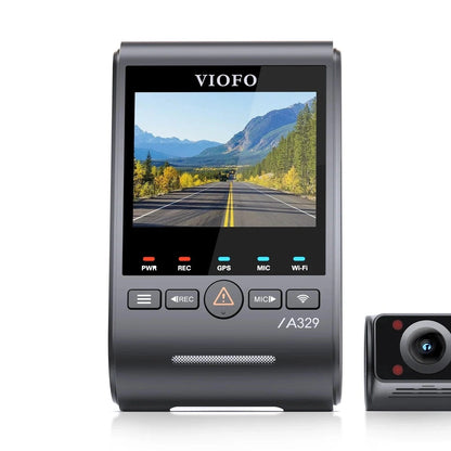 VIOFO A329S dual dash cam with square cabin camera unit