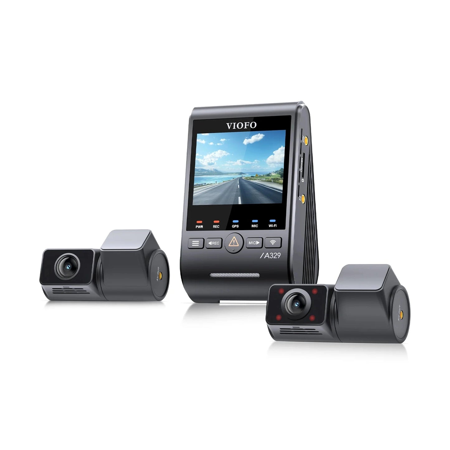VIOFO A329S 3-CH Front + Rear + Cabin Dash Cam - 4K 60 fps Wi-Fi 6 with Sony STARVIS 2