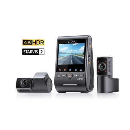 VIOFO A329S 3-CH Front + Rear + Cabin Dash Cam - 4K 60 fps Wi-Fi 6 with Sony STARVIS 2