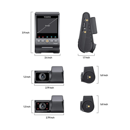 VIOFO A329S 3-CH Front + Rear + Cabin Dash Cam - 4K 60 fps Wi-Fi 6 with Sony STARVIS 2