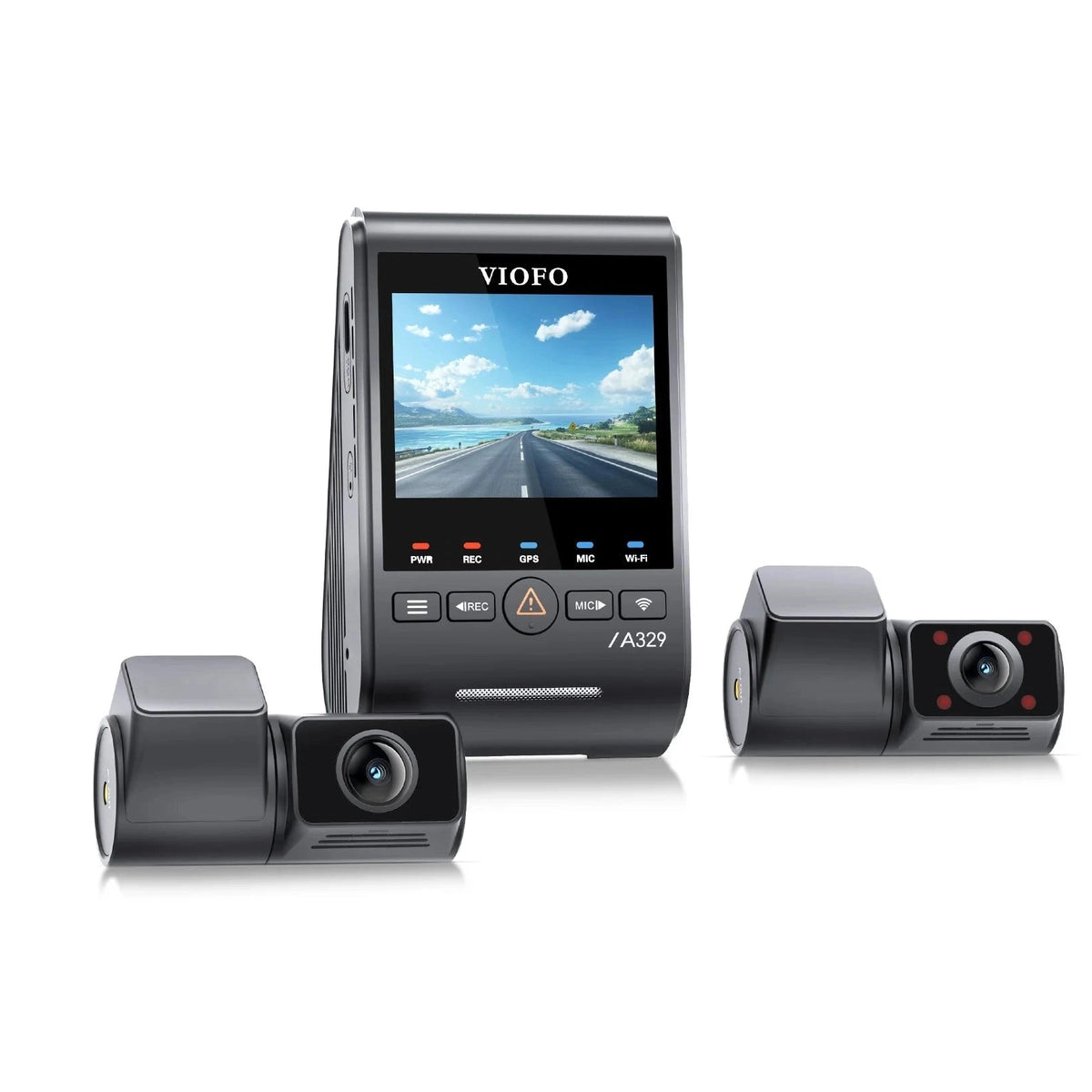 VIOFO A329S 3-camera dash cam system with matte black finish