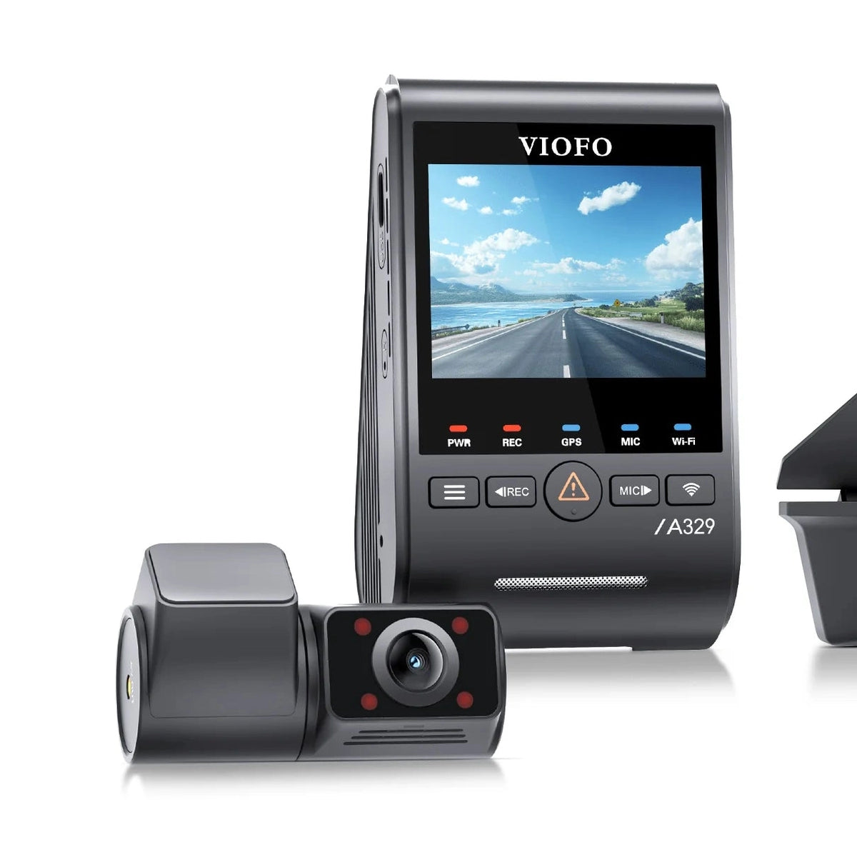 VIOFO A329SW triple camera dash cam system with 4K front, waterproof rear and 2K cabin cameras