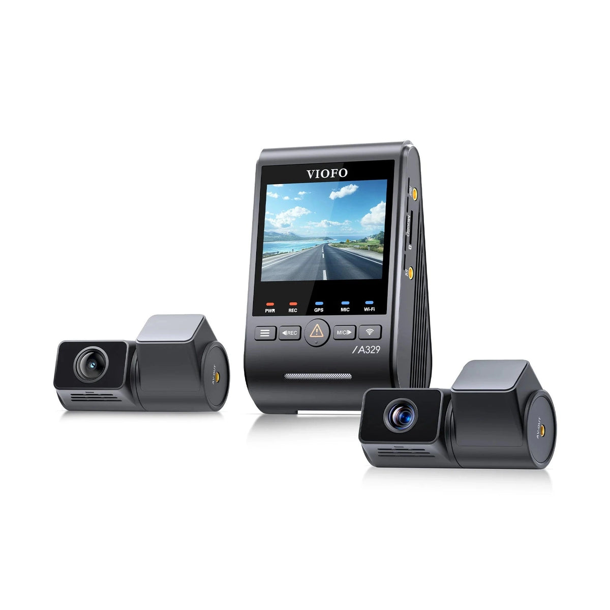 VIOFO A329T 3CH dash cam main unit and dual camera setup