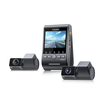 VIOFO A329T 3CH dash cam main unit and dual camera setup