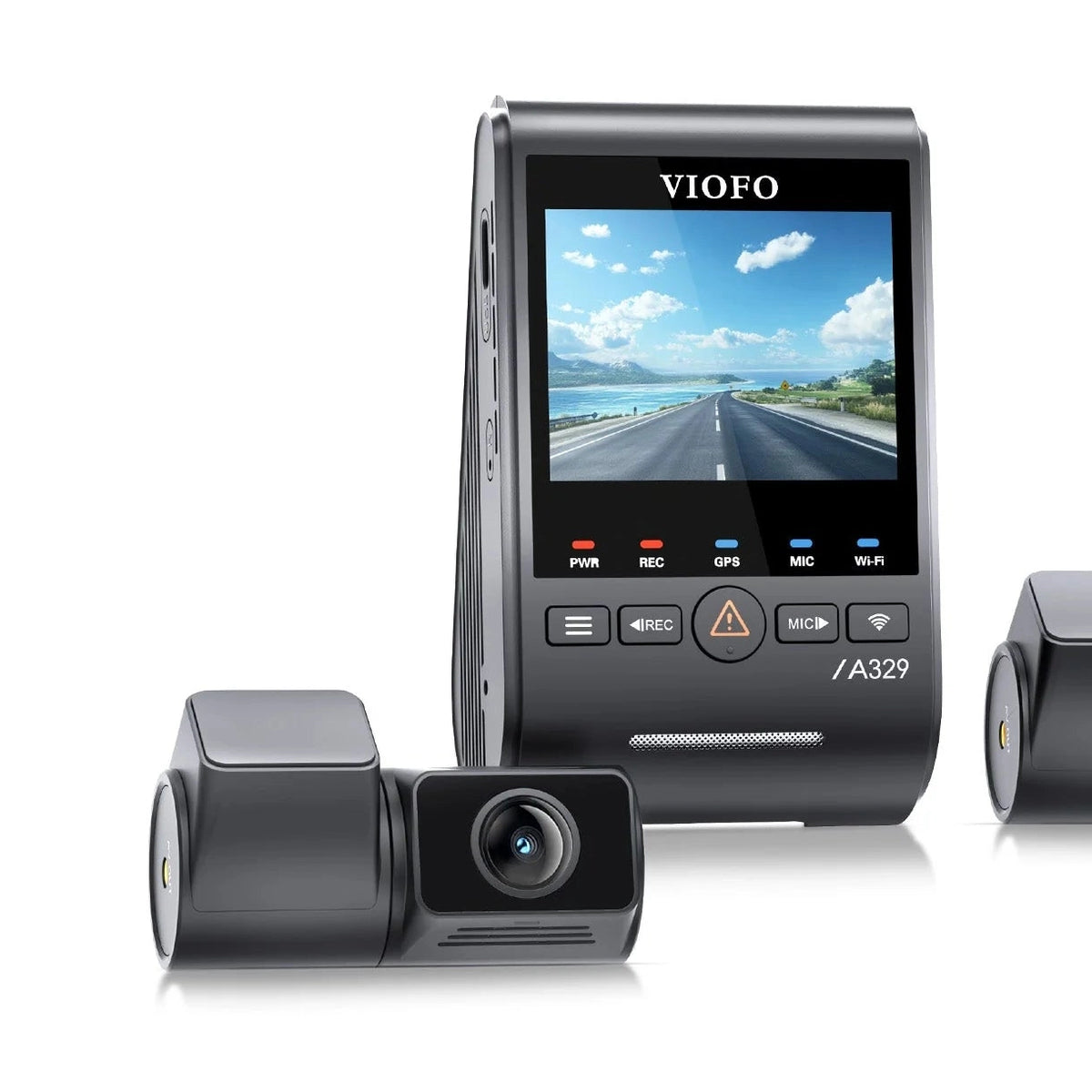 VIOFO A329T dash cam system with wide-angle and telephoto cameras
