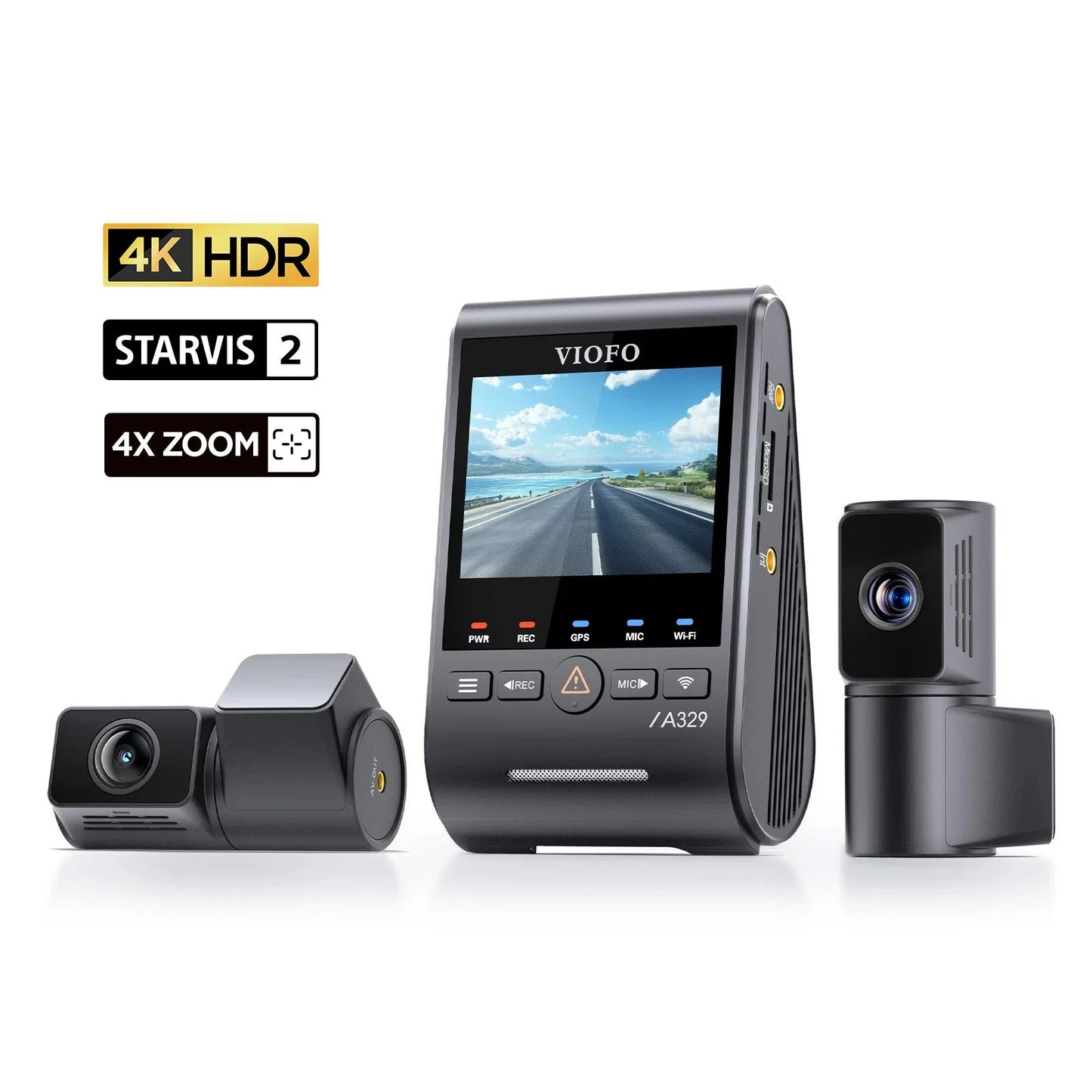 VIOFO A329T 3CH Telephoto Dash Cam - Front, Telephoto & Rear