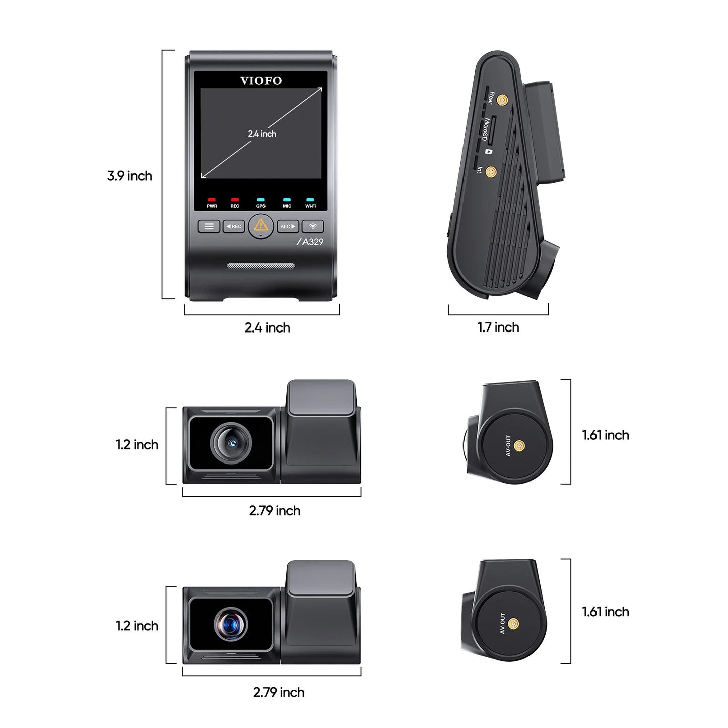 VIOFO A329T 3CH Telephoto Dash Cam - Front, Telephoto & Rear