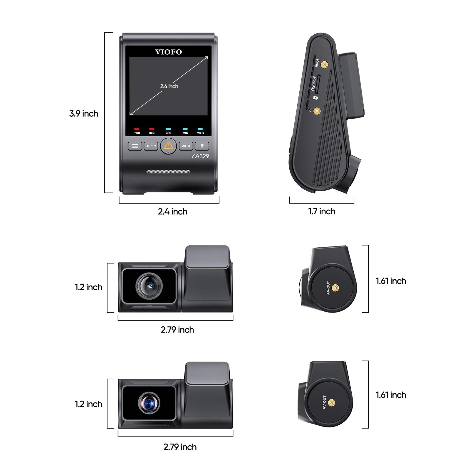 VIOFO A329T 3CH Telephoto Dash Cam - Front, Telephoto & Rear