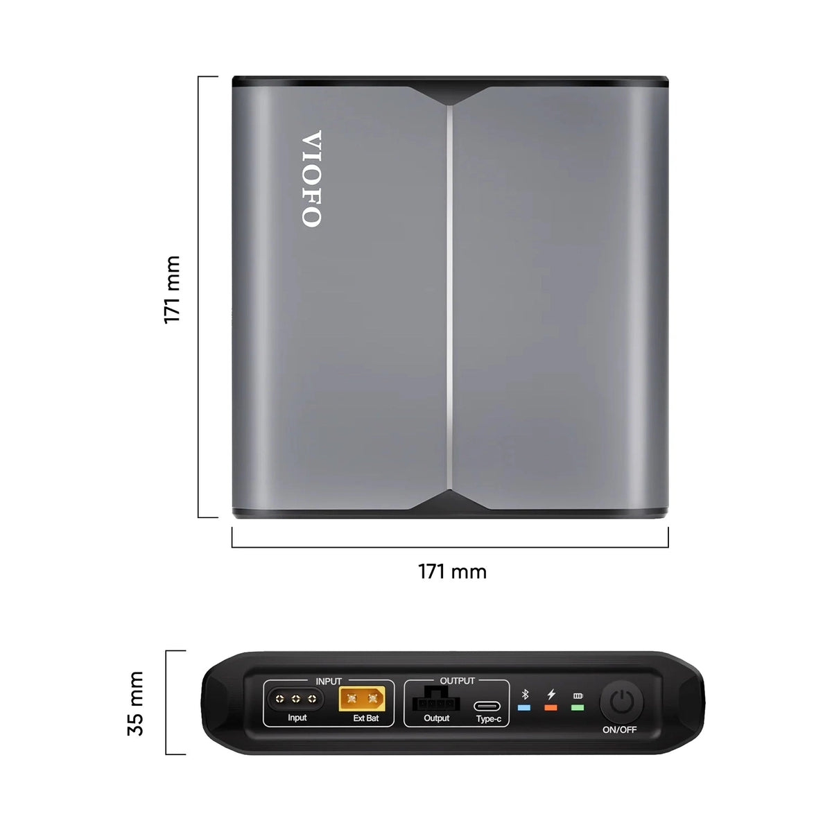 VIOFO BP100 battery dimensions technical diagram 171mm x 35mm