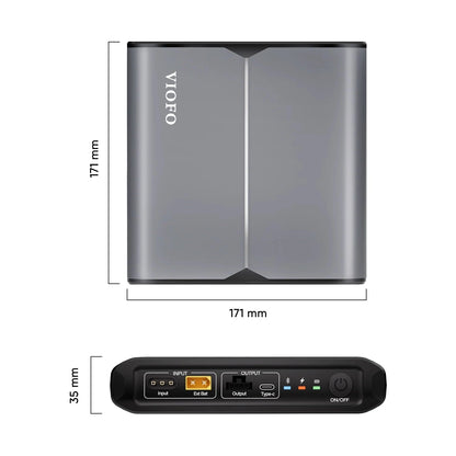 VIOFO BP100 battery dimensions technical diagram 171mm x 35mm