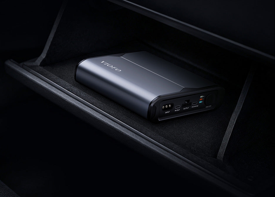 Slim VIOFO BP60 battery pack fitting in glove box