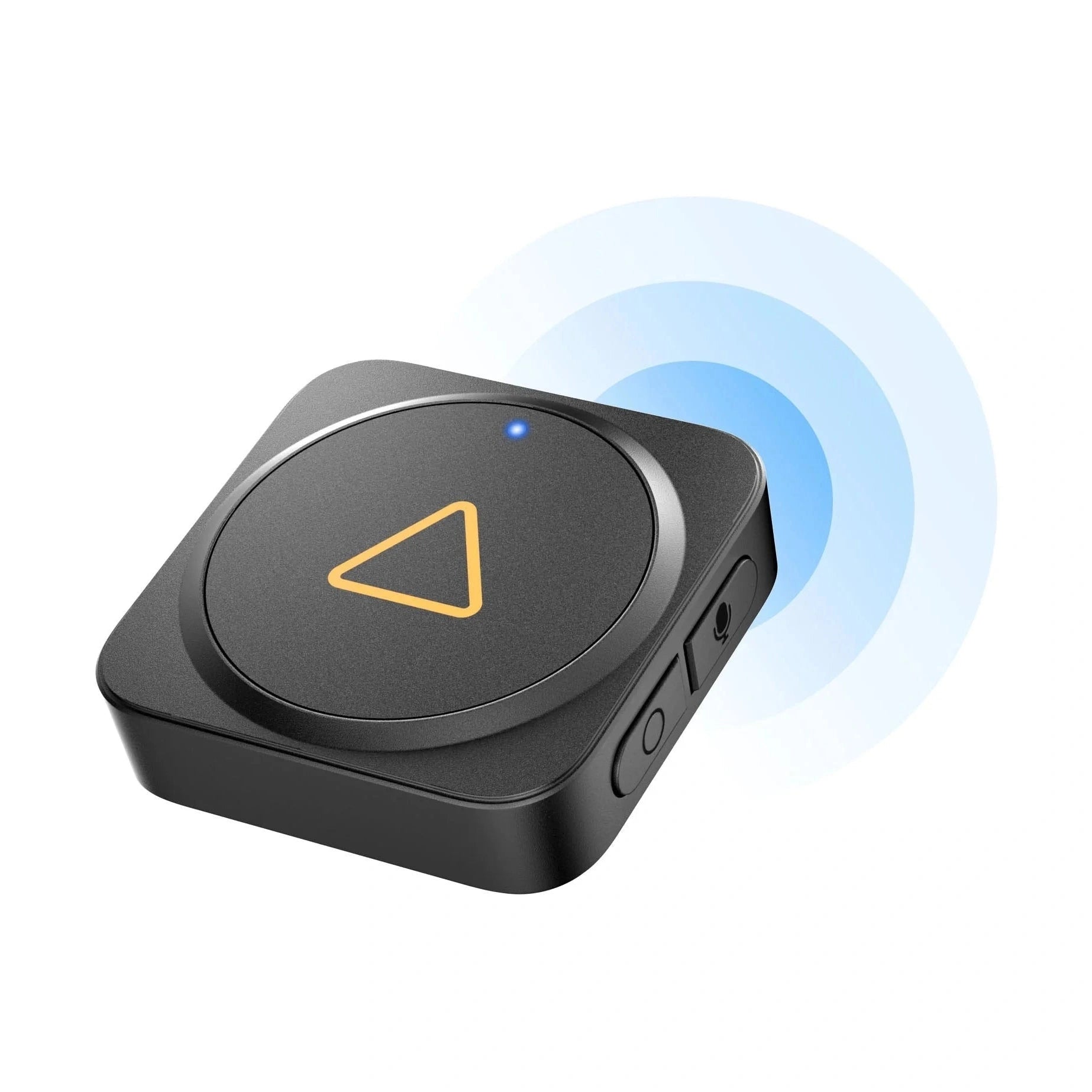 VIOFO BTR200 black Bluetooth remote with yellow play button and blue LED