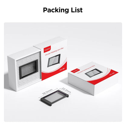 VIOFO CPL-400 packaging with circular polarizing lens filter and foam insert