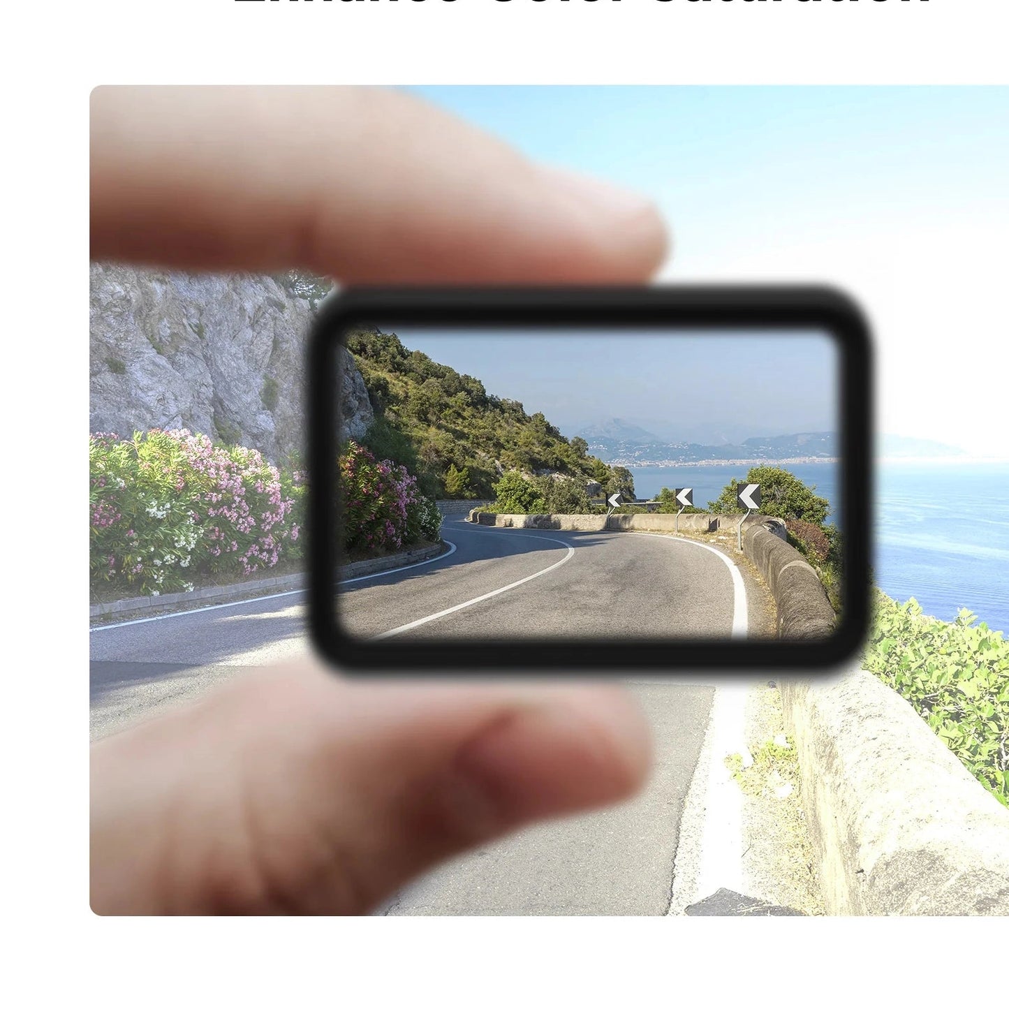 CPL filter enhancing color saturation and reducing glare on winding road scenes