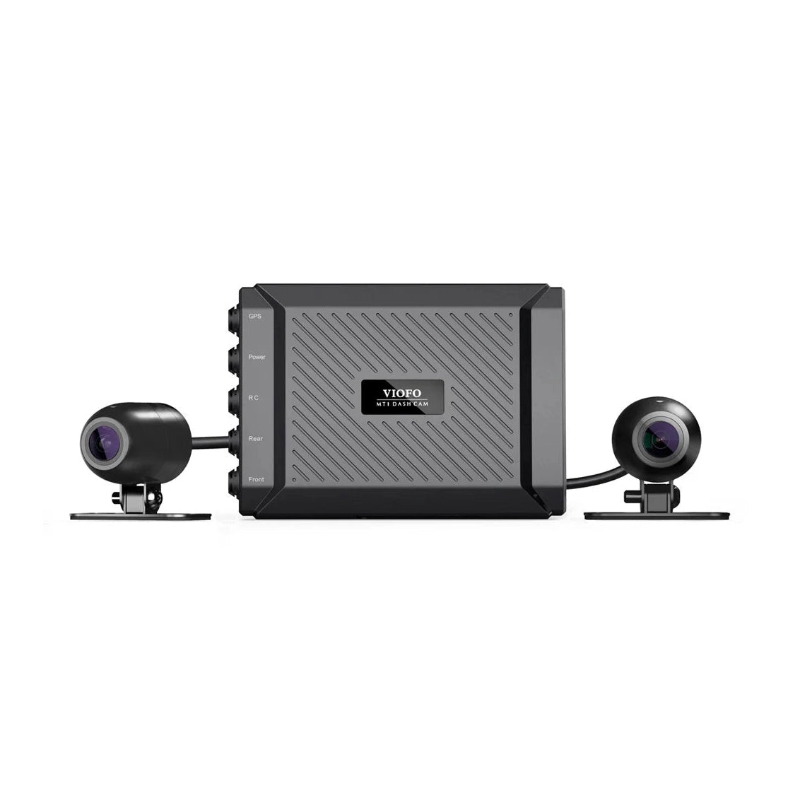 VIOFO MT1 dual 1080p motorcycle dash cam with front and rear cameras on brackets